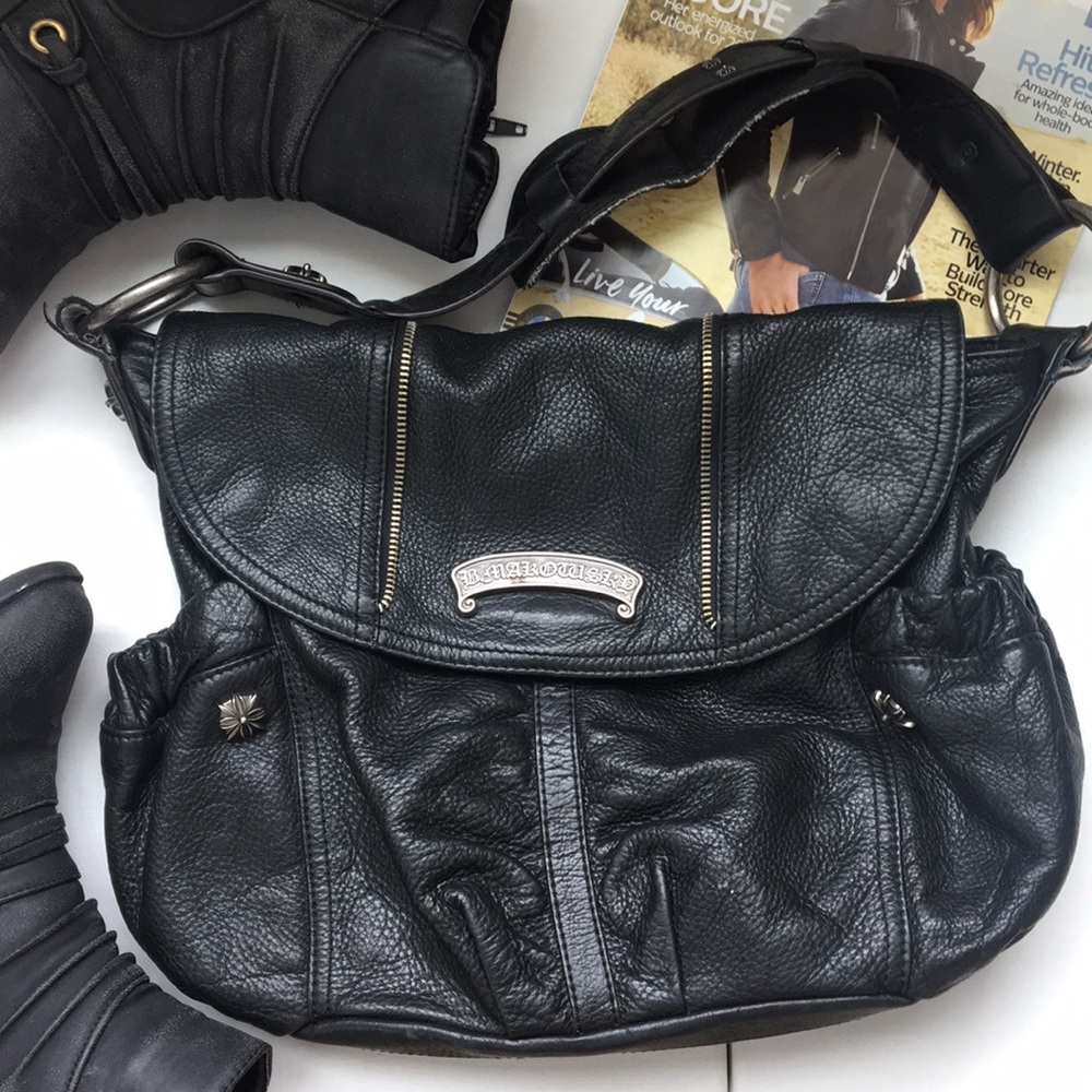 B.makowsky black leather hobo